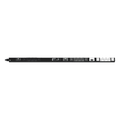 PDU Monitoreable / 24 Salidas (18 C13 + 6 C19) / Entrada NEMA L21-30P / 208 Vca / 30 A / Monitoreo de Energía y Ambiente / Pantalla OLED / Vertical