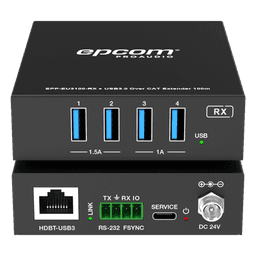 Extensor USB 3.0 / Hasta 100 m (328 ft) por CAT6a / PoC Bidireccional 24 Vcc / RS-232 / 4x USB-A / 5 Gbps