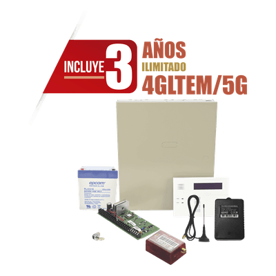 Kit de panel de alarma con 8 zonas cableadas, 40 zonas inalámbricas, comunicador celular 4G LTE-M/5G y 3 años de servicio de datos incluido