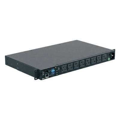 PDU Monitoreable / 8 Salidas NEMA 5-20R / Entrada NEMA 5-15P / Horizontal 1UR / 19 in / 120 Vca / 20 Amp