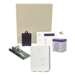 Kit de panel de alarma con comunicador IP para central receptora, teclado alfanumérico, batería y transformador