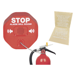 Alarma para Extintor / Sirena 95/105 dB / Detección por Remoción / Alimentación Dual 9V y 12-24 VDC / Carcasa de Policarbonato