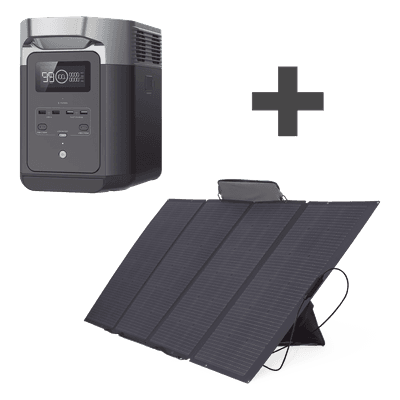 Kit Estación de Energía Portátil / 2048Wh LFP / 2400W Salida / Wi-Fi Bluetooth / 400W Panel Solar Flexible / 6.3x0.8x1.0 ft