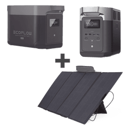 Kit Estación de Energía Portátil / 4096Wh LFP / 2400W CA / Panel Solar 400W / Wi-Fi+Bluetooth / 6 Salidas CA / 1.63x0.79x1.00 pies