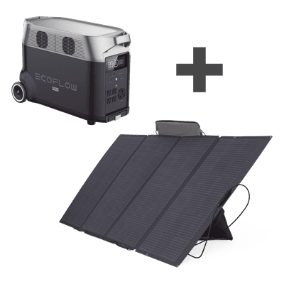 Kit Estación de Energía Portátil / 3600Wh LFP / 5 Salidas CA 3600W / Panel Solar Flexible 400W / WiFi+Bluetooth / 635x285x416 mm / 27 lbs