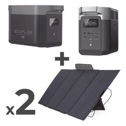 Kit de Estación de Energía Portátil / 4096Wh Total / 2400W Continuo / 4800W Pico / 2 Paneles Solares Flexibles 400W / 6 Salidas CA / Wi-Fi y Bluetooth