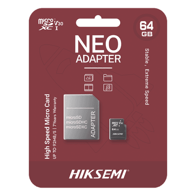 Memoria microSD con Adaptador / 64 GB / Clase 10 / Lectura 92 MB/s / Escritura 30 MB/s / NAND TLC / Resistente a Agua y Golpes