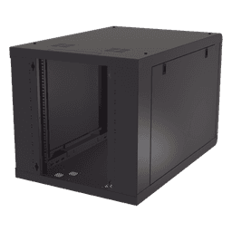 Gabinete de Pared 12U / Profundidad Ajustable 930 mm / Acero Reforzado ANSI/TIA / Carga 100 kg / Cristal Templado / 4 Postes Ajustables