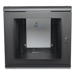 Gabinete de Pared 12U / Profundidad Ajustable 930 mm / Acero Reforzado ANSI/TIA / Carga 100 kg / Cristal Templado / 4 Postes Ajustables