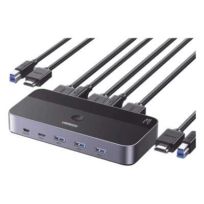 Conmutador KVM HDMI / 4K@60Hz HDR / 2 Entradas 1 Salida / 4 Puertos USB 3.0 / Carcasa Aluminio