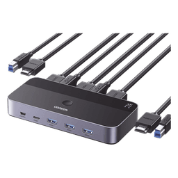 Conmutador KVM HDMI / 4K@60Hz HDR / 2 Entradas 1 Salida / 4 Puertos USB 3.0 / Carcasa Aluminio