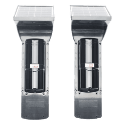 Detector Fotoelectrico Solar / 2 Rayos Infrarrojos / 60 m (196.9 ft) Exterior / 120 m (393.7 ft) Interior / Panel Solar Integrado / Batería 4,000 mAh / IP65