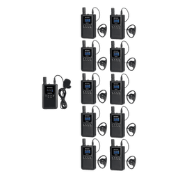 Sistema de Guía Turístico / 2.4 GHz / 999 Canales / Alcance 150 m (492.1 ft) / 1 Transmisor y 10 Receptores / USB-C / Batería 3000 mAh
