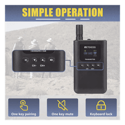 Sistema de Guía Turístico / 2.4 GHz / 999 Canales / Alcance 150 m (492.1 ft) / 1 Transmisor y 10 Receptores / USB-C / Batería 3000 mAh