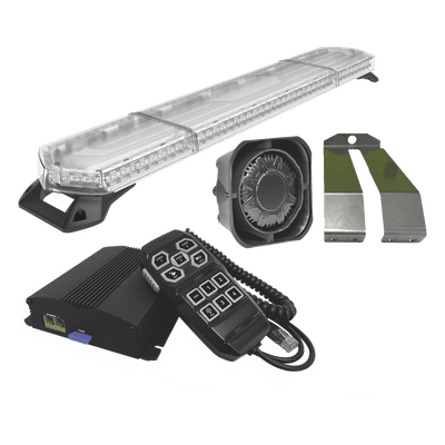Kit de Sirena, Bocina y Torreta de 48", Con 96 LED, Ambar, Ideal Para Equipar Unidades De Seguridad Privada, MinerIa e Industria