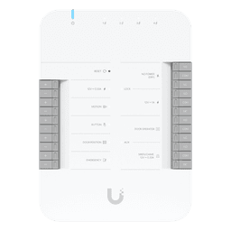UniFi Access Hub Door, puede conectar 2 lectores y 2 cámaras (no incluidos) para controlar solo una puerta / 2 terminales AUX y 4 entradas adicionales (sensores y botones) POE 802.3bt no incluido