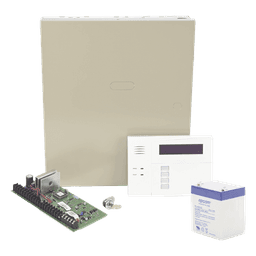 Kit de panel de alarma híbrido de hasta 48 zonas con gabinete, batería y teclado con receptor inalámbrico