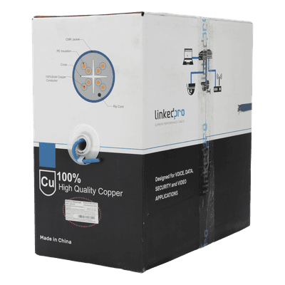 Bobina de Cable U/UTP Cat6A de 305 Metros (1000 Pies), Color Azul, CMR, Soporta 10G-BaseT para Transmisión de Frecuencias de hasta 500MHz, UL