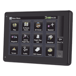 Navegador portátil aera 760, muestra información de trafico aéreo y una excelente visualización por medio de su  pantalla con visión 3D  touch screen.