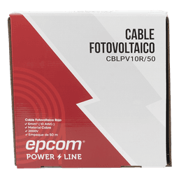 Cable Fotovoltaico / 6 mm² (10 AWG) / 1000/2000 V / 120°C / 50 m (164 ft) / Rojo y Negro / XLPE Resistente a UV