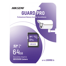 Tarjeta SD / 64 GB / Lectura 100 MB/s / Escritura 90 MB/s / Clase 10 U3 V30 / 3D TLC NAND / -25°C a 85°C (-13°F a 185°F) / Videovigilancia 24/7