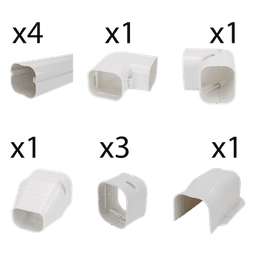 Kit de Canaletas para Aire Acondicionado / 11 Piezas / PVC Rígido / Interior y Exterior / 1 m (3.28 ft) de Longitud / -20°C a 75°C