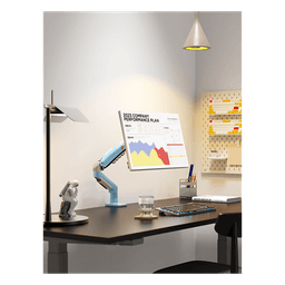 Brazo Ajustable para Monitor / 17" a 30" / Capacidad 9 kg / Rotación 360° / Inclinación +85° a -30° / Giro 180° / Resorte de Gas / Color Azul
