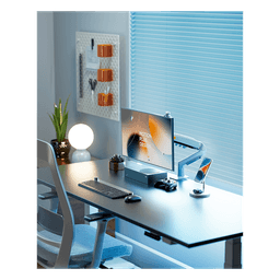 Brazo Ajustable para Monitor / 17" a 30" / Capacidad 9 kg / Rotación 360° / Inclinación +85° a -30° / Giro 180° / Resorte de Gas / Color Azul