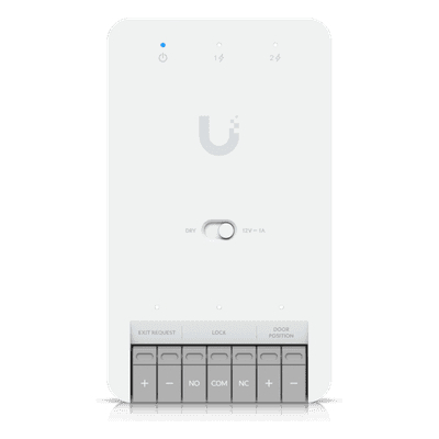 Centro de Control de Acceso Compacto Ubiquiti UniFi / Terminal de Bloqueo 12V / Entradas Adicionales Sensor y Botón / Alimentación PoE++ / Conexión para Dos Lectores o Cámaras / Uso Interior