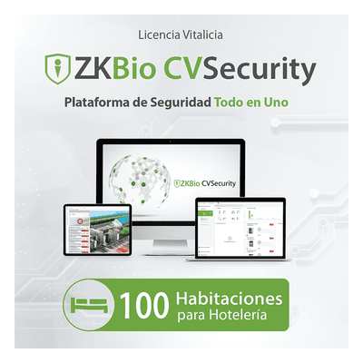 Licencia de Software / Módulo de Hotelería / 100 Habitaciones / Cerraduras LockPro y LH3000 / Enrolador Biométrico / Tarjetas AccessCard M1K/M4K