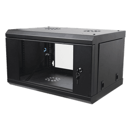 Gabinete de Pared 6U / 19in / 455 mm Profundidad / Cristal Templado / 80 kg Carga / 1.49 x 1.16 x 1.49 pies