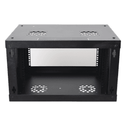 Gabinete de Pared 6U / 19in / 455 mm Profundidad / Cristal Templado / 80 kg Carga / 1.49 x 1.16 x 1.49 pies