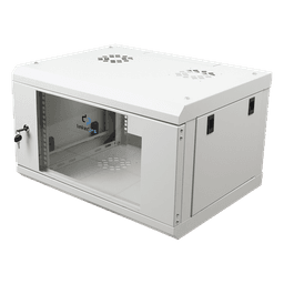 Gabinete de Pared 6U / 19" / Profundidad 455 mm (1.49 ft) / Cristal Templado / Carga 80 kg / Acero Reforzado
