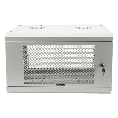 Gabinete de Pared / 6U / 19" / Profundidad 455 mm (1.49 ft) / Carga 80 kg / Acero Reforzado / Puerta Perforada / Color Blanco