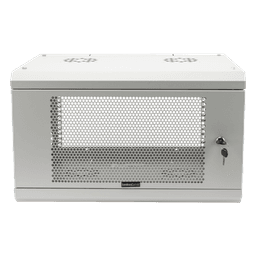 Gabinete de Pared / 6U / 19" / Profundidad 455 mm (1.49 ft) / Carga 80 kg / Acero Reforzado / Puerta Perforada / Color Blanco