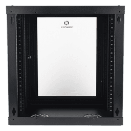 Gabinete de Pared / 12U / 19" / 455 mm Profundidad / Cristal Templado / 80 kg Carga / 1.99 x 2.04 x 1.57 pies