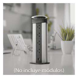 Caja de Conectividad para Mobiliario / 5 Módulos K45 / Apertura Automática / Aluminio Telescópico / IP40 / +70°C