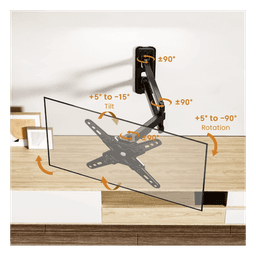 Soporte de Pared Articulado para Pantallas / VESA 75x75 a 200x200 / Hasta 43 Pulgadas / Carga 20 kg (44 lbs) / Movimiento Completo / Perfil 66 mm