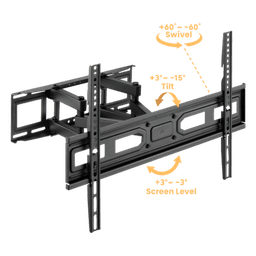 Soporte de Pared Articulado para Monitor / 37 a 80 pulgadas / Carga 40 kg (88 lbs) / VESA 100x100 a 600x400 / Extensión 67 a 355 mm (2.6 a 14 in)