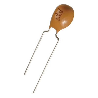 Capacitor de Tántalo / 2.2 µF / 25 V / ESR 6 Ω / Tolerancia 10% / Radial 2.5 mm / -55°C a +125°C