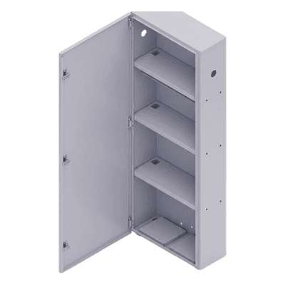 Gabinete para Baterías / Acero Galvanizado / 4 Unidades / Montaje en Poste / Exterior / 1050 mm (3.44 ft) de Altura