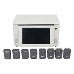 Kit Estación de Descarga para Bodycam / 8 Unidades / Pantalla Táctil 12 Pulgadas / Almacenamiento 36 TB / Ethernet FTP / 4G / 4K UHD