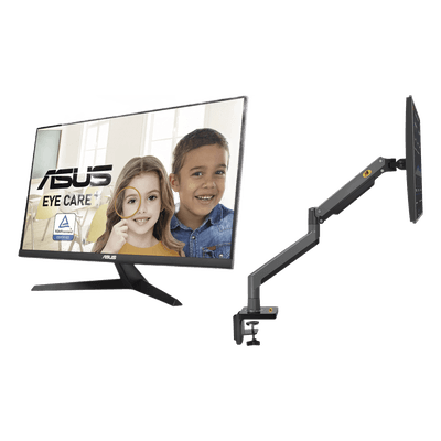 Kit de Montaje de Escritorio Articulado + Monitor Profesional Ultra Delgado 27” Full HD