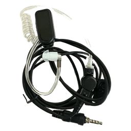 Micrófono Audífono de Solapa / Tubo Acústico Transparente / 2 Cables / Audio Bidireccional / Material Hipoalergénico