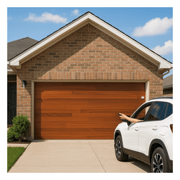 Puerta de Garage / Estilo Americano / Acabado Laminado Madera Clara / 10x8 Pies (3.05x2.44 m) / Aislamiento Poliuretano 42 mm