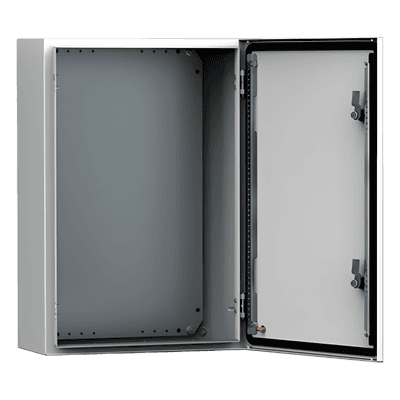 Gabinete de Pared Exterior / IP66 NEMA 4/12/13 / IK10 / Acero 1.5 mm / 250 x 200 x 155 mm / Bisagras Ocultas 130°
