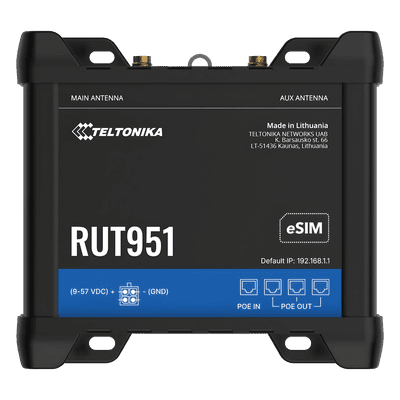 Router Industrial 4G LTE / Cat 4 150 Mbps / Dual SIM + eSIM / PoE In/Out 802.3af / 4 Puertos Ethernet 10/100 Mbps / VPNs Avanzadas / Gestión RMS