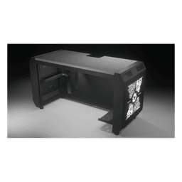 Consola Profesional para Monitoreo y Cómputo / Acero Laminado y Madera / Ranura para Base de Monitores / Tomacorriente 15A / Iluminación LED / 1.64 ft (0.5 m) de Profundidad