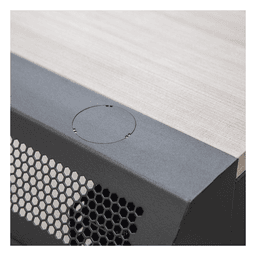Consola Profesional para Monitoreo y Cómputo / Acero Laminado y Madera / Ranura para Base de Monitores / Tomacorriente 15A / Iluminación LED / 1.64 ft (0.5 m) de Profundidad
