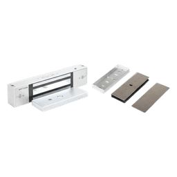 Kit de Control de Acceso / Chapa Magnética 1200 lbs (545 kg) / Montaje en U para Puerta de Cristal / Uso Interior / Certificación UL / Doble Voltaje 12/24 VDC